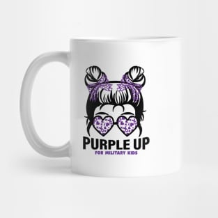 Purple up for military kids Messy bun Military child Month Mug